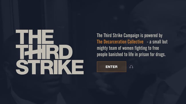 splash page on the award-winning website the third strike